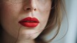 © ARSHDEEP - Close-up of a woman's lips with striking red lipstick and soft, flowing hair.