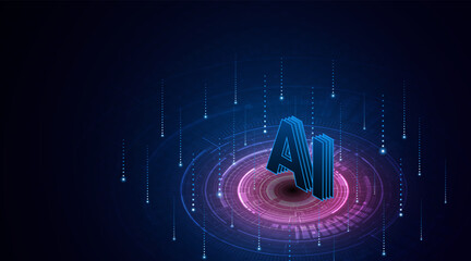 Leinwandbilder - Digital technology of the future. AI icon or artificial intelligence symbol. Future advanced artificial intelligence technology circuit board concept	