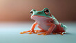 © siti.h - Close-up of a vibrant, tiny frog, light teal and peachy-orange colors, large expressive eyes