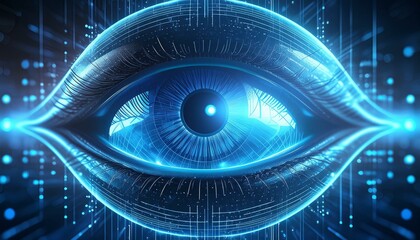 abstract digital futuristic eye with blur and bokeh effect