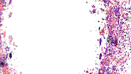 Aufkleber - Festive background with purple and pink star confetti on white. Perfect for celebrations!