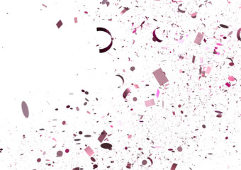 Celebrate with this festive image of pink confetti exploding on white background. Perfect for party invitations, banners