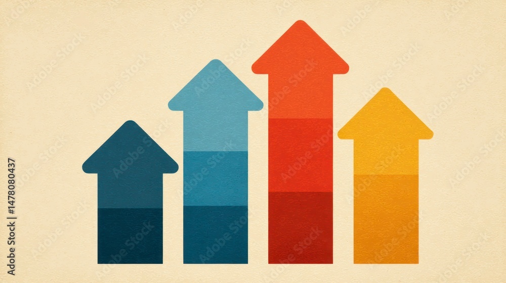 Colorful Arrows Pointing Upward Symbolizing Growth Progress and Success ...