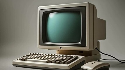Vintage computer monitor and keyboard