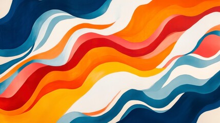 Poster - Abstract wavy background with vibrant red, orange, and blue hues.
