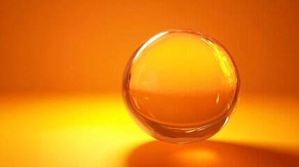 Poster - Transparent glass sphere on an orange background.