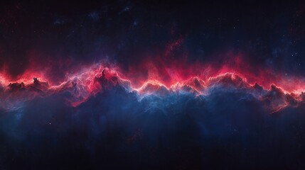 Wall Mural - Vibrant red blue cosmic energy nebula in dark starry universe abstract landscape
