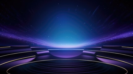 Wall Mural - Blue background with golden lines, with a blue gradient and dark tone in the modern style. 