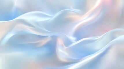 Poster - Abstract iridescent blue and white silk fabric waves.
