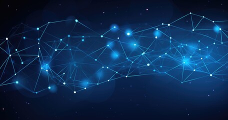 Wall Mural - Blue background with light white lines, network technology, blue gradient background, highend sense of science and artificial intelligence.