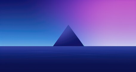 Wall Mural - Blue background with purple triangular shapes and an empty dark blue triangle in the center, simple geometric vector graphic design