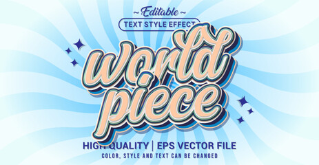 Fototapete - Editable text style effect - World Piece text style theme. Vector text style illustration template.