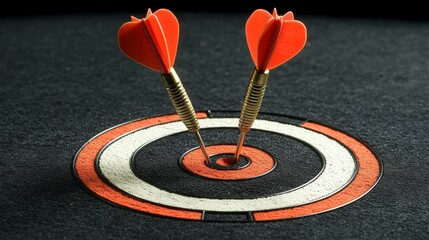 Poster - Two red darts hitting the bullseye of a target.