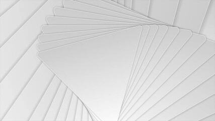 Poster - Grey geometric paper twisted triangles abstract tech background. Minimal motion design. Video animation Ultra HD 4K 3840x2160