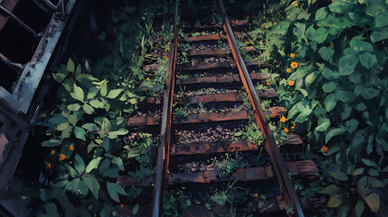 Wall Mural - rusted train tracks