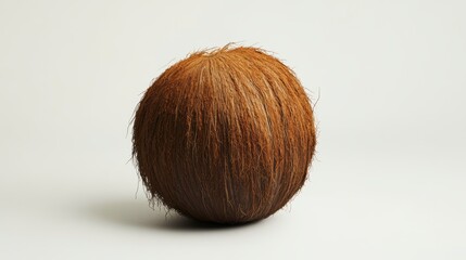 Poster - Brown fur ball on white background.