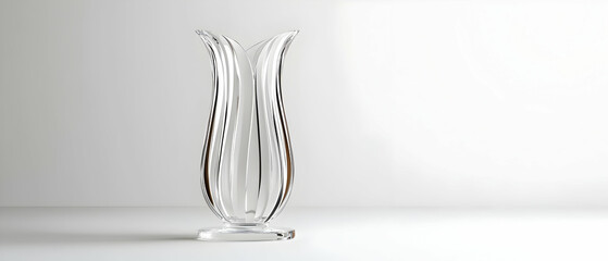Modern Clear Glass Vase On White Background
