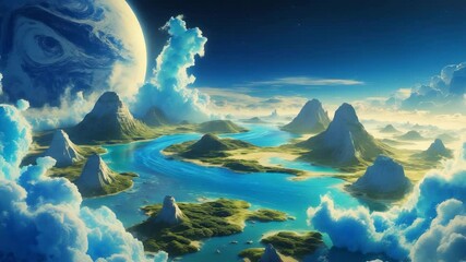 Wall Mural - the blue planet earth: a science and ecology illustration of homeworld with ai-furnished elements