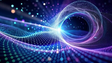 Wall Mural - Mesmerizing flow of vibrant particles in a dynamic, swirling vortex of light and color.