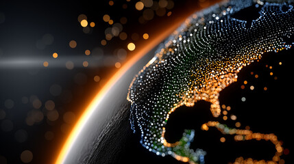 Wall Mural - north america at dawn: a digital rendering of planet earth highlighting north america with a radiant