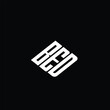 © Ashamoni_design - BED letter logo design on black background.