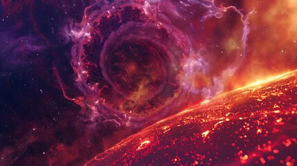 Wall Mural - vibrant cosmic scene featuring nebula planet and celestial display
