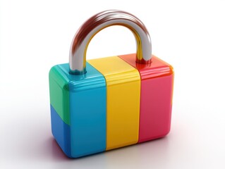 Aufkleber - Colorful Padlock on White Background Security Concept Close Up Studio Shot Protection Safety