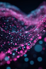 Aufkleber - Abstract Network of Pink and Blue Light Points Interconnected on Dark Background Close Up Modern Style