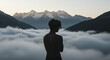 © Magic_Pixel_Studio - Person in mountains, above clouds