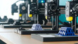 © predator - Modern 3D Printers Printing Blue Plastic Models