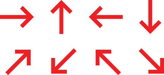 Poster - set of red different direction arrow vector illustration.