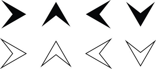 Poster - set of black different direction pointer arrow vector illustration.