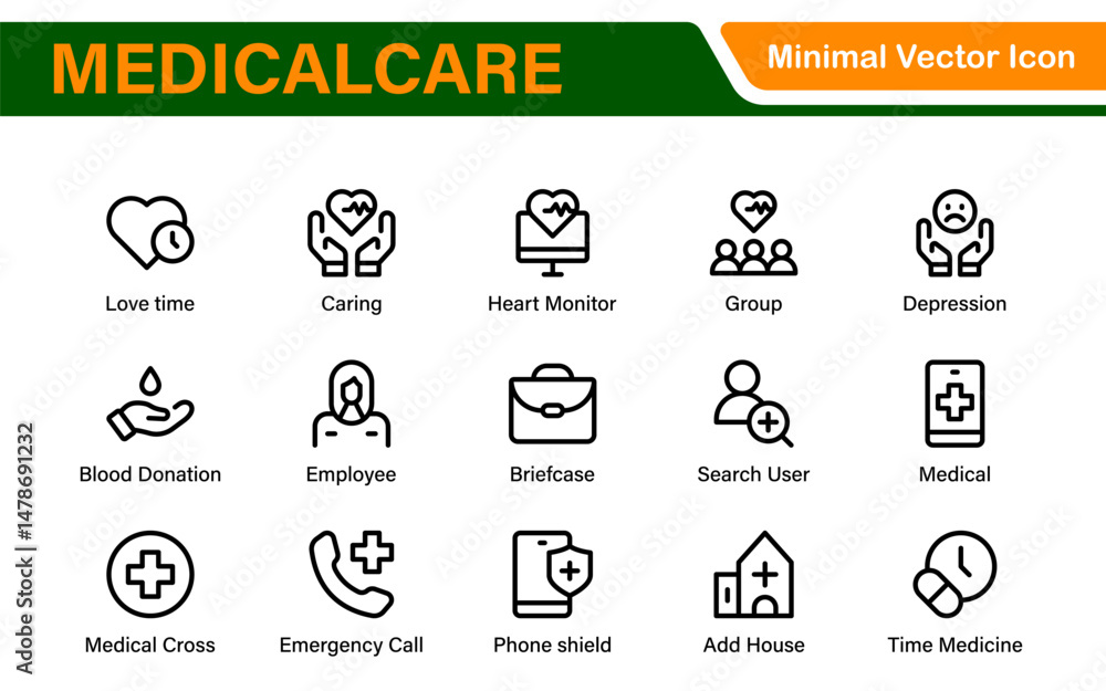 Healthcare, Medical and Medicine related line icon set. modern icon ...