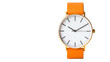 © watchirachat - Modern watch with orange leather strap and minimalist white dial for stylish fashion accessory enthusiasts