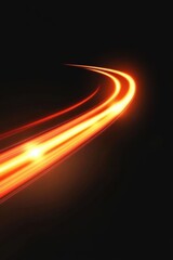 Wall Mural - abstract light streaks on black background long exposure shot bright orange glow dynamic movement