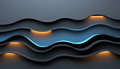 Wall Mural - Abstract wavy layers with illuminated accents