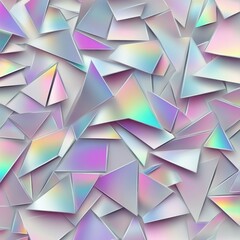 Canvas Print - abstract background of iridescent geometric shapes in a scattered arrangement, overhead shot, modern