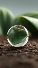 Poster - Eco-Futuristic Global Sustainability Crystal Sphere Visualization of Environmental Innovation, Climate Tech Breakthrough in Circular Economy Design