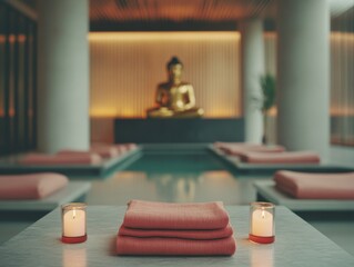 Aufkleber - Zen Mindfulness Sanctuary Minimalist Meditation Space with Soft Lighting and Spiritual Wellness Design - Contemporary Holistic Healing Environment