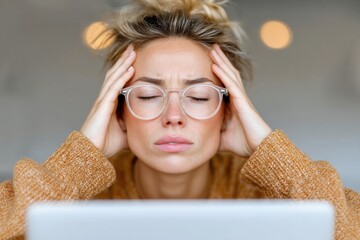 Leinwandbilder - Millennial Burnout Chronicles Gen Z Mental Health and Digital Wellness Aesthetics - Mindful Stress Management for Remote Work Resilience
