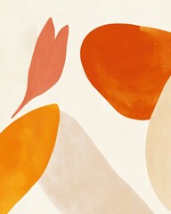 Canvas Print - abstract art composition of organic shapes in earth tones on cream background for modern design proj