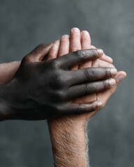 Poster - Inclusive Unity Narrative Multicultural Hands Intertwined - Powerful Visual Metaphor for Solidarity, Diversity, and Emotional Connection in Modern Workplace Culture