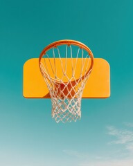 Fototapete - Vibrant Minimalist Basketball Hoop Bold Urban Design Meets Athletic Precision - Contemporary Sports Branding and Geometric Visual Marketing