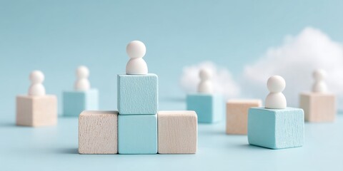 Aufkleber - Minimalist Leadership Visualization Soft Pastel Strategy Blocks Representing Organizational Hierarchy, Team Dynamics, and Strategic Human Capital Management
