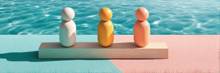 Poster - Minimalist Conflict Resolution Pastel Abstract Mediation Figures on Geometric Platform - Innovative Workplace Harmony and Negotiation Strategies for Next-Gen Professionals