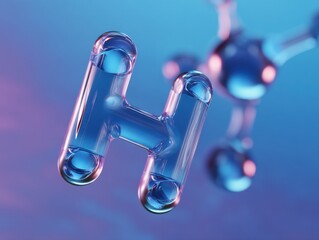 Poster - Futuristic Hydrogen Molecule Visualization Clean Energy Innovation in Translucent - Breakthrough Sustainable Technology for Next-Gen Climate Solutions