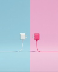 Aufkleber - Digital Disconnect Minimalist Power Plug Visualization in Pastel Aesthetic - Conceptual Tech Communication Breakdown and Creative Industry Metaphor