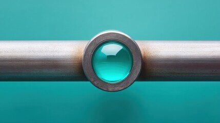Fototapete - Precision Engineering Meets Minimalist Design Advanced Industrial Sensor with Teal Accent - Cutting-Edge Manufacturing Visualization for Tech Innovation and Quality Control