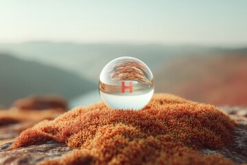 Poster - Hydrogen Hope Eco-Innovative Crystal Globe on Organic Moss Terrain Visualizing Next-Gen Clean Energy Solutions for Climate Resilience