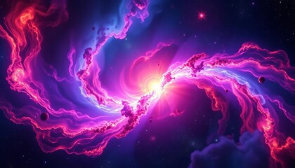 Wall Mural - vibrant cosmic scene with swirling nebulae and sparkling stars, wallpaper, abstract